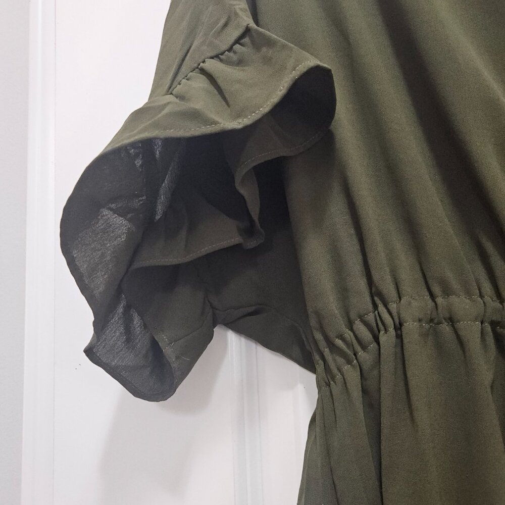 Hunter Green Ruffled Romper - Picture 4 of 9